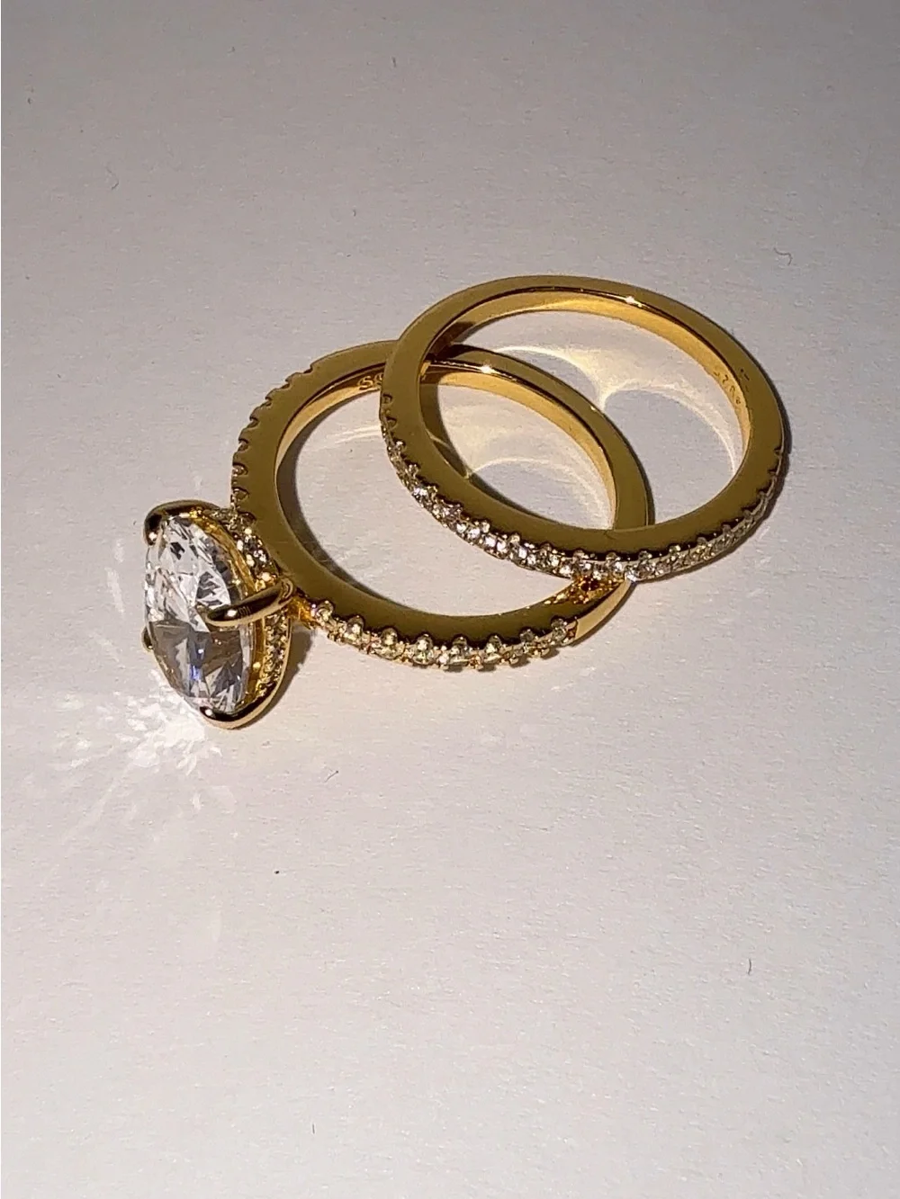 3.5ct Oval CZ Gold Vermeil Wedding Set Size 6.5